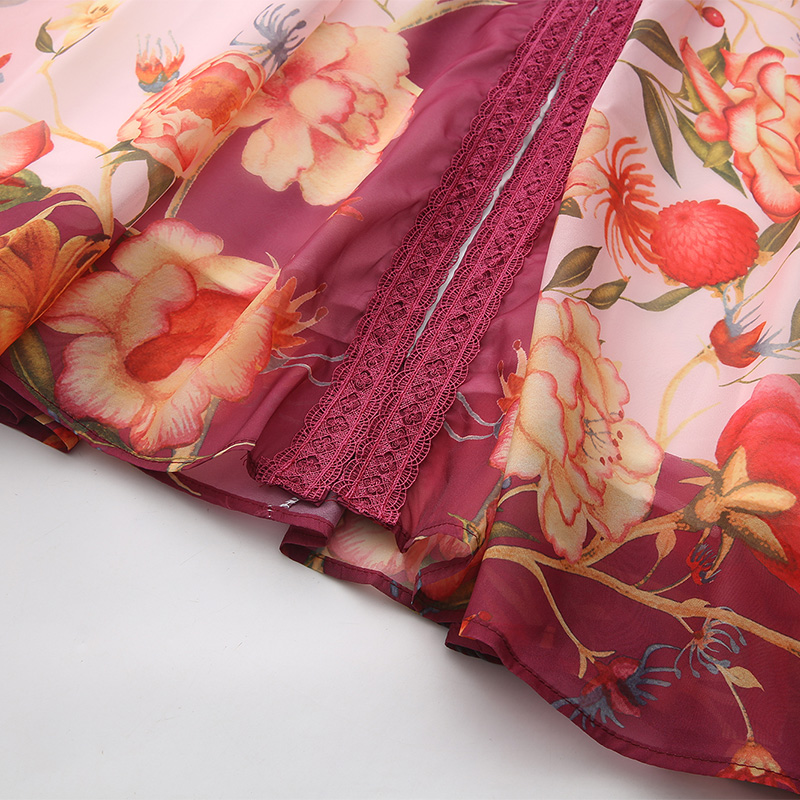 Printing long flowers spring and summer painting dress