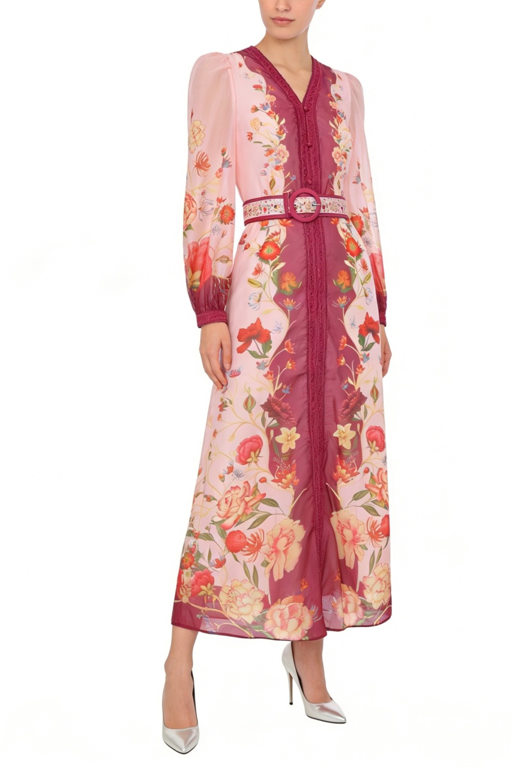Printing long flowers spring and summer painting dress