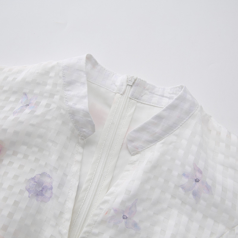 Spring and summer painting flowers long lantern sleeve dress