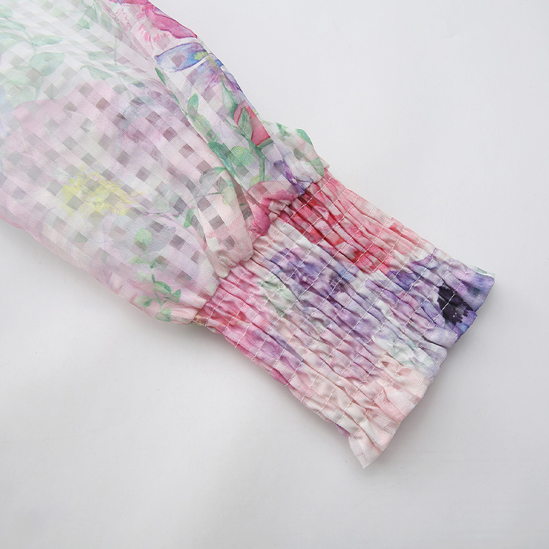 Spring and summer painting flowers long lantern sleeve dress