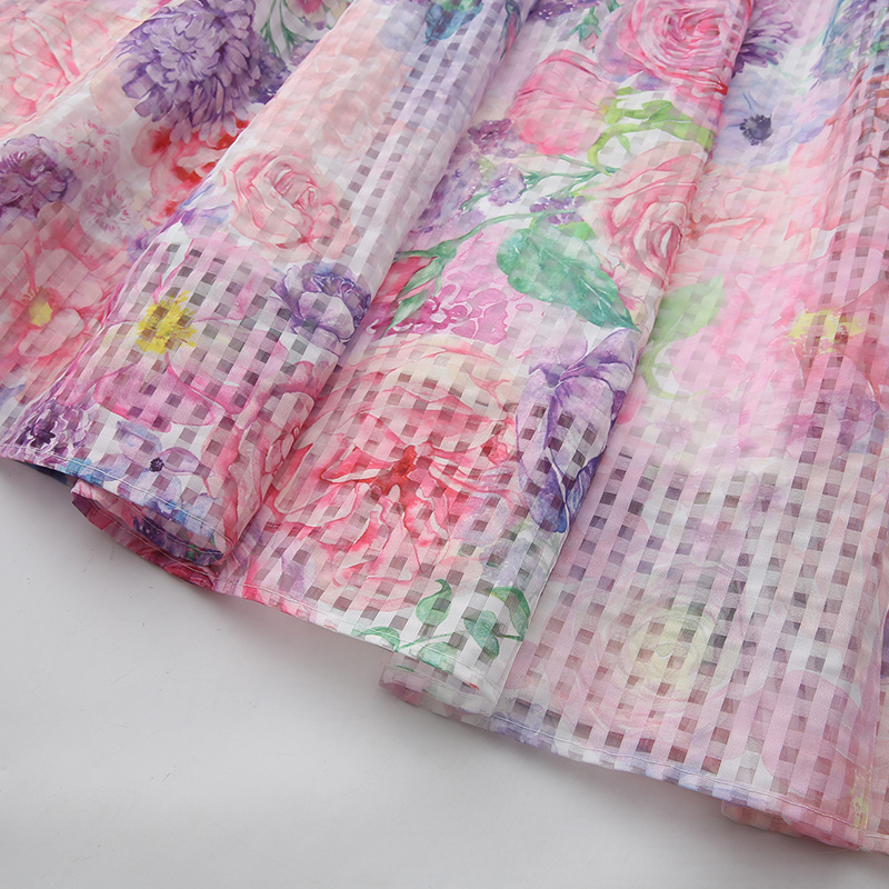 Spring and summer painting flowers long lantern sleeve dress