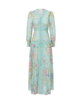 Splice painting spring and summer printing dress