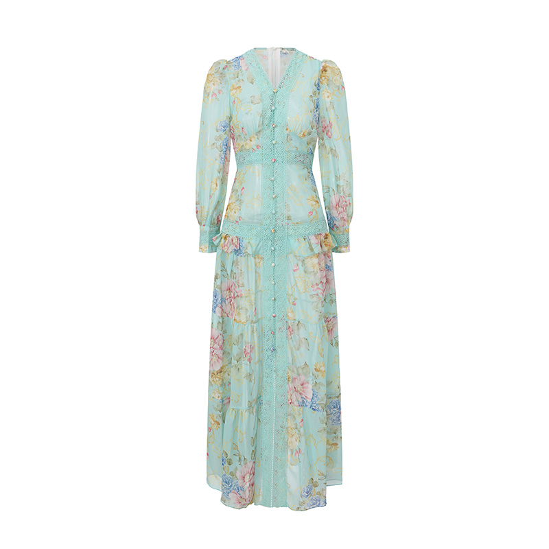 Splice painting spring and summer printing dress