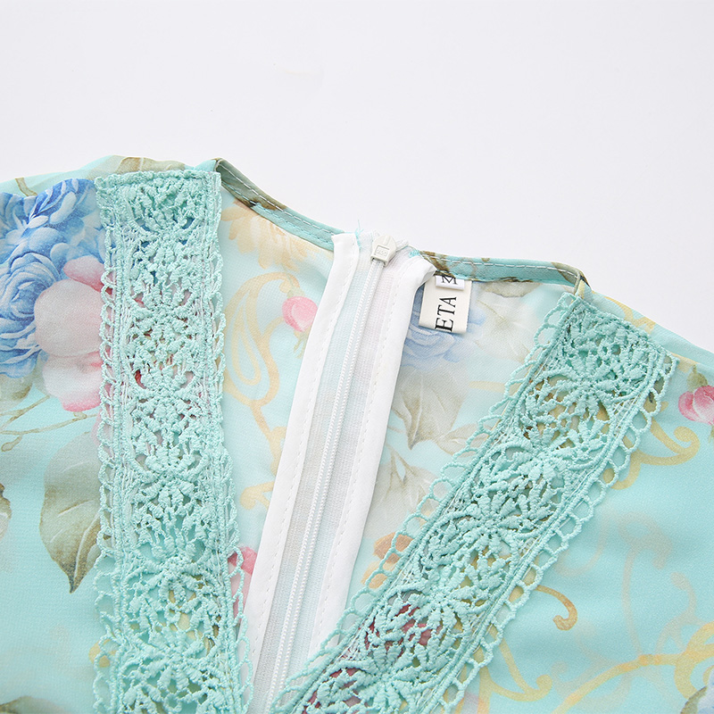 Splice painting spring and summer printing dress