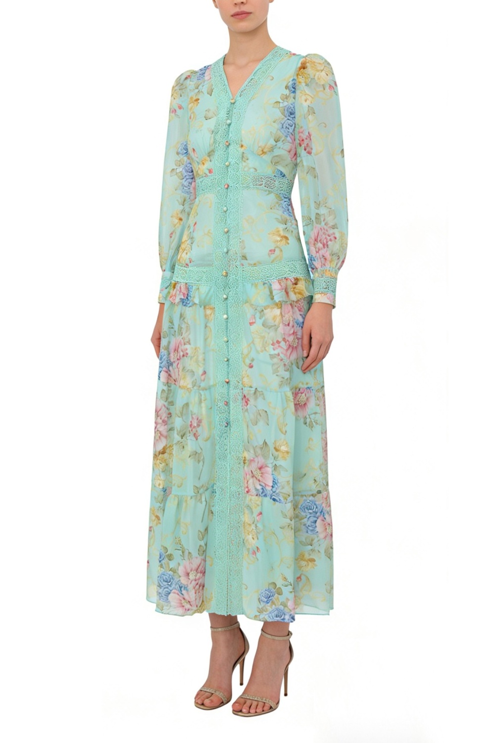 Splice painting spring and summer printing dress