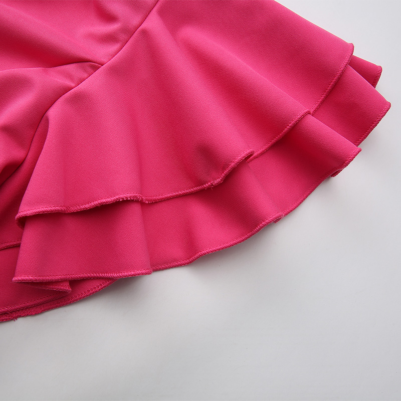 Multilayer printing long splice lotus sleeve dress