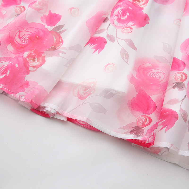 Multilayer printing long splice lotus sleeve dress