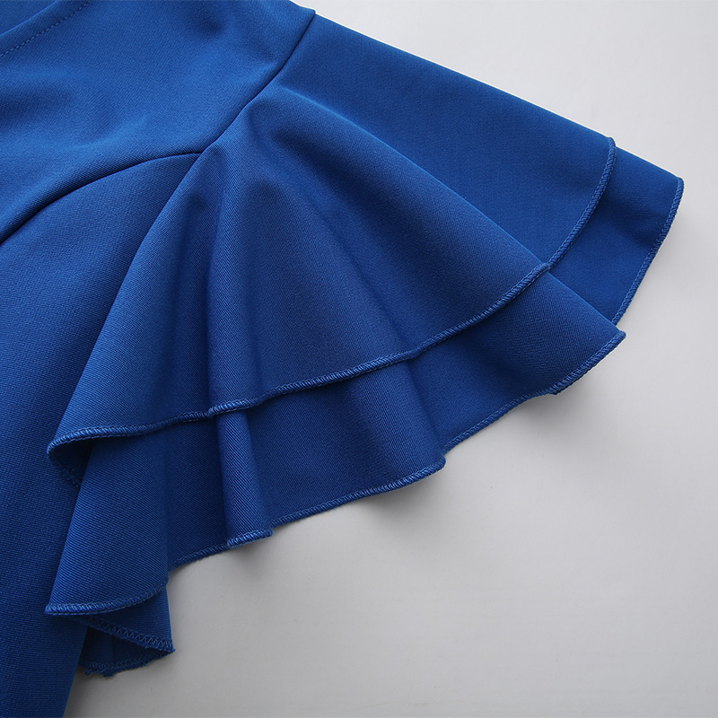 Lotus sleeve printing spring and summer multilayer dress