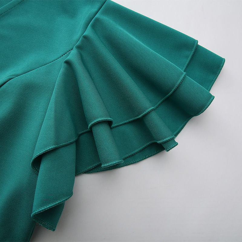 Printing long splice lotus sleeve multilayer dress