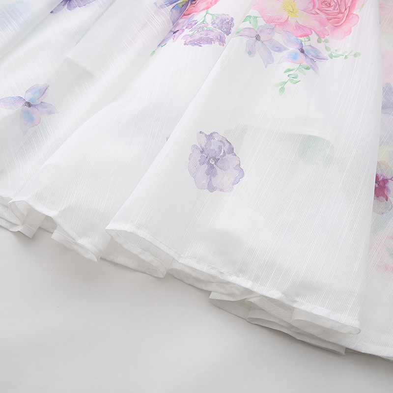 Flowers spring and summer big skirt puff sleeve dress