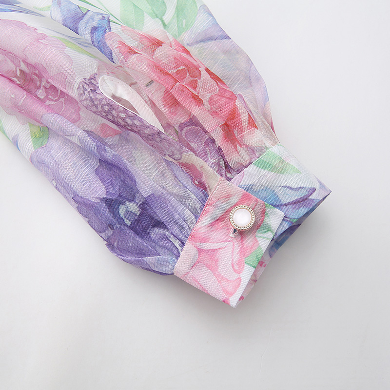 Flowers spring and summer big skirt puff sleeve dress