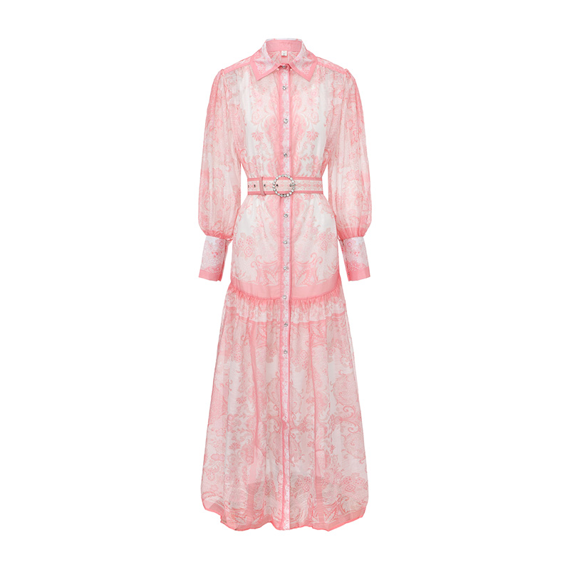 Single-breasted spring corset printing classical dress