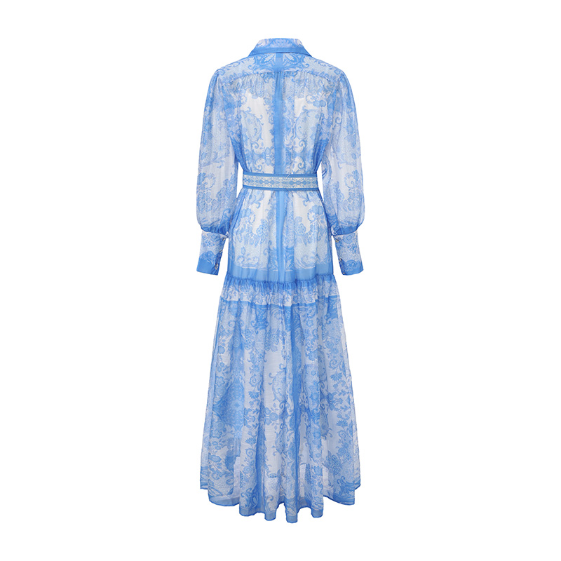 Long single-breasted dress spring printing corset