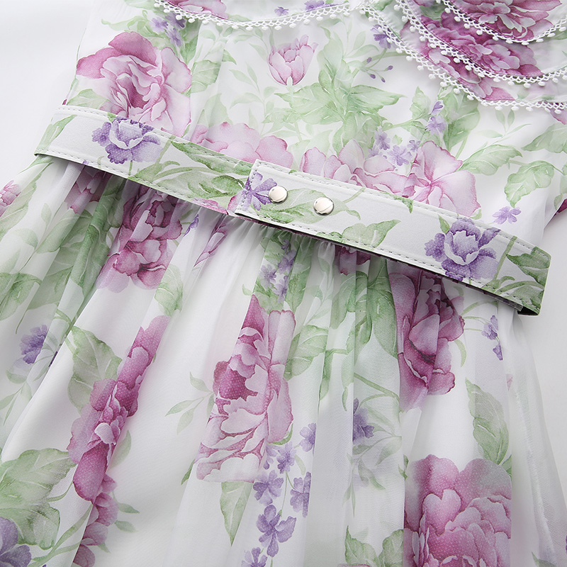 Painting splice spring and summer long lace dress