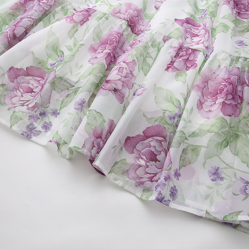 Painting splice spring and summer long lace dress