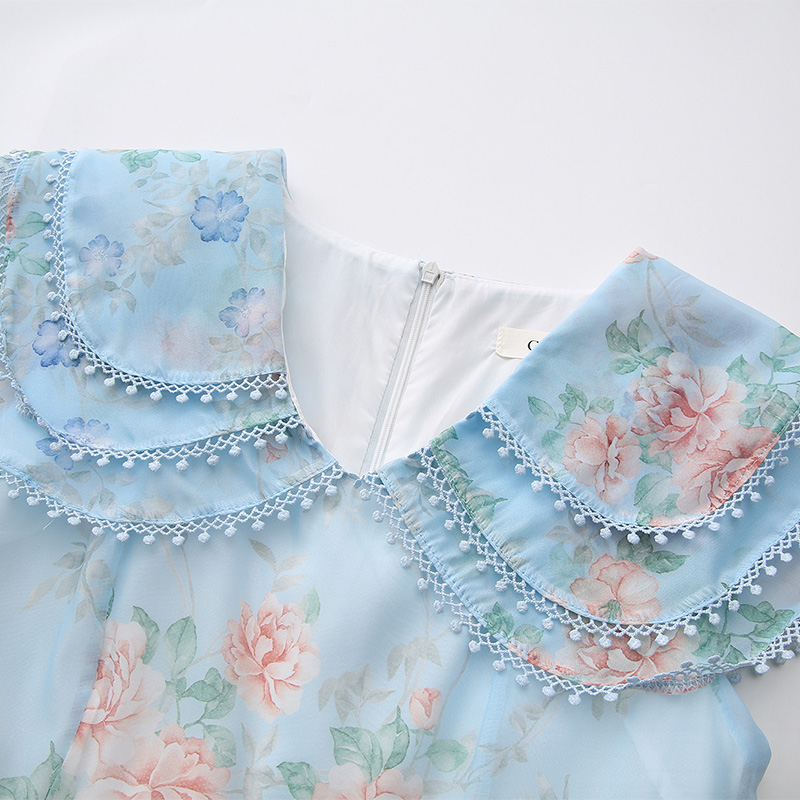 Long lace spring and summer flowers vacation painting dress