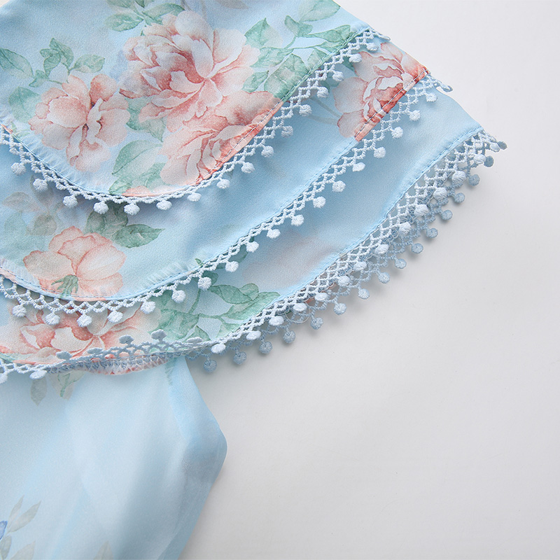 Long lace spring and summer flowers vacation painting dress