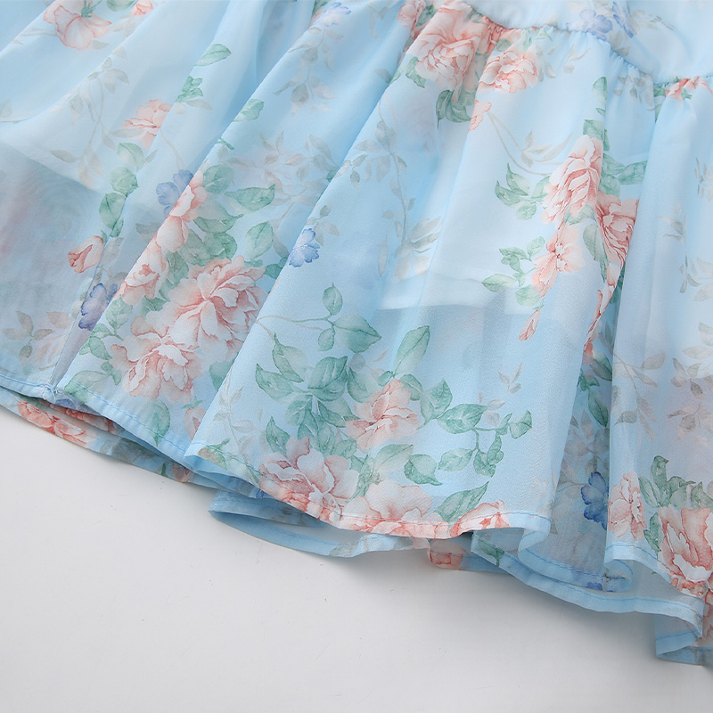 Long lace spring and summer flowers vacation painting dress