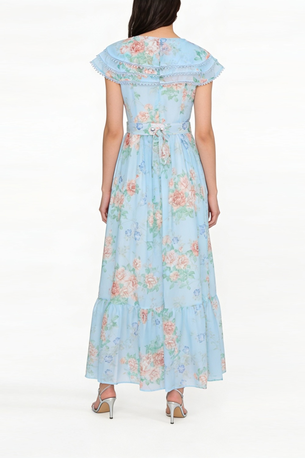 Long lace spring and summer flowers vacation painting dress