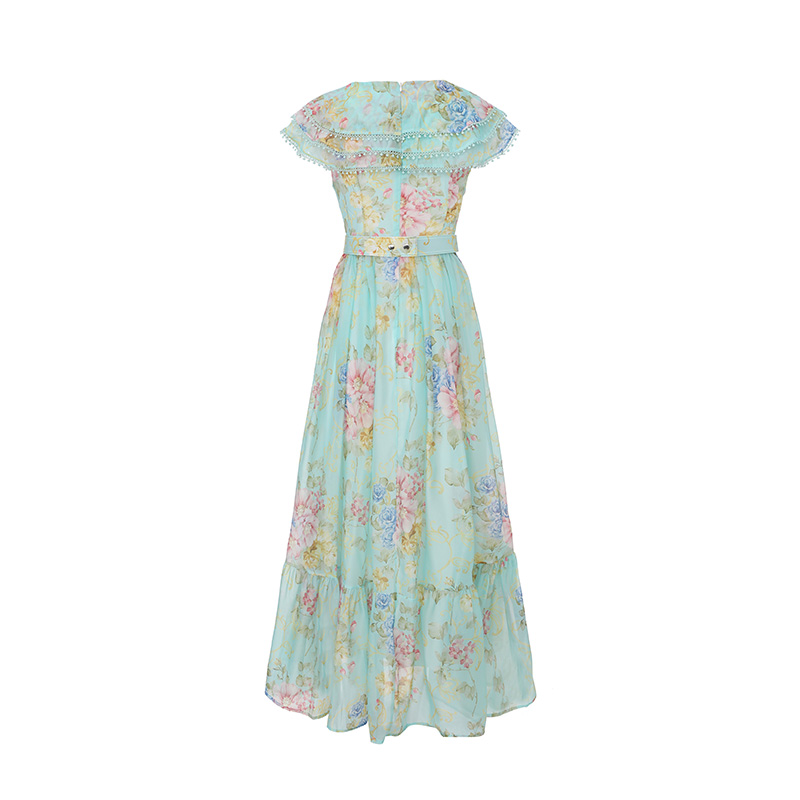 Vacation splice long spring and summer flowers dress