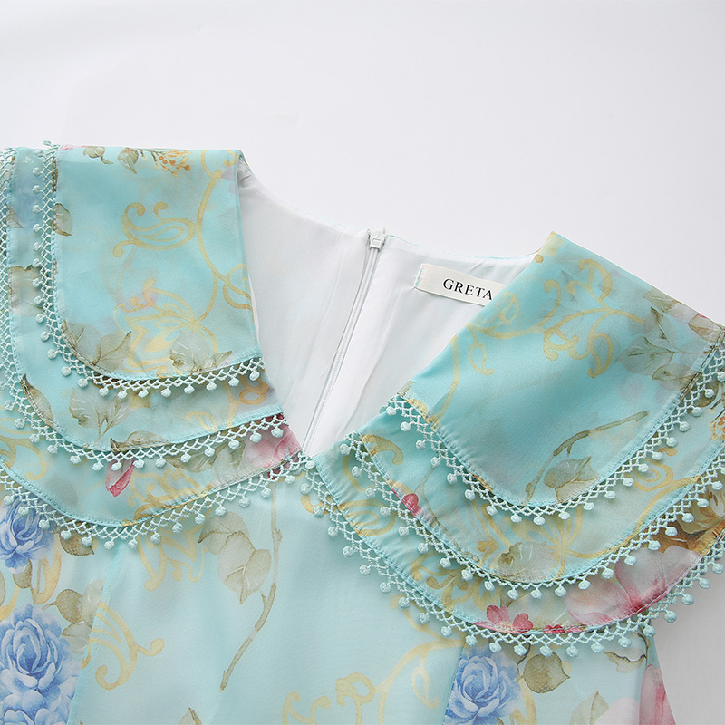 Vacation splice long spring and summer flowers dress