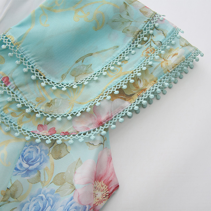 Vacation splice long spring and summer flowers dress