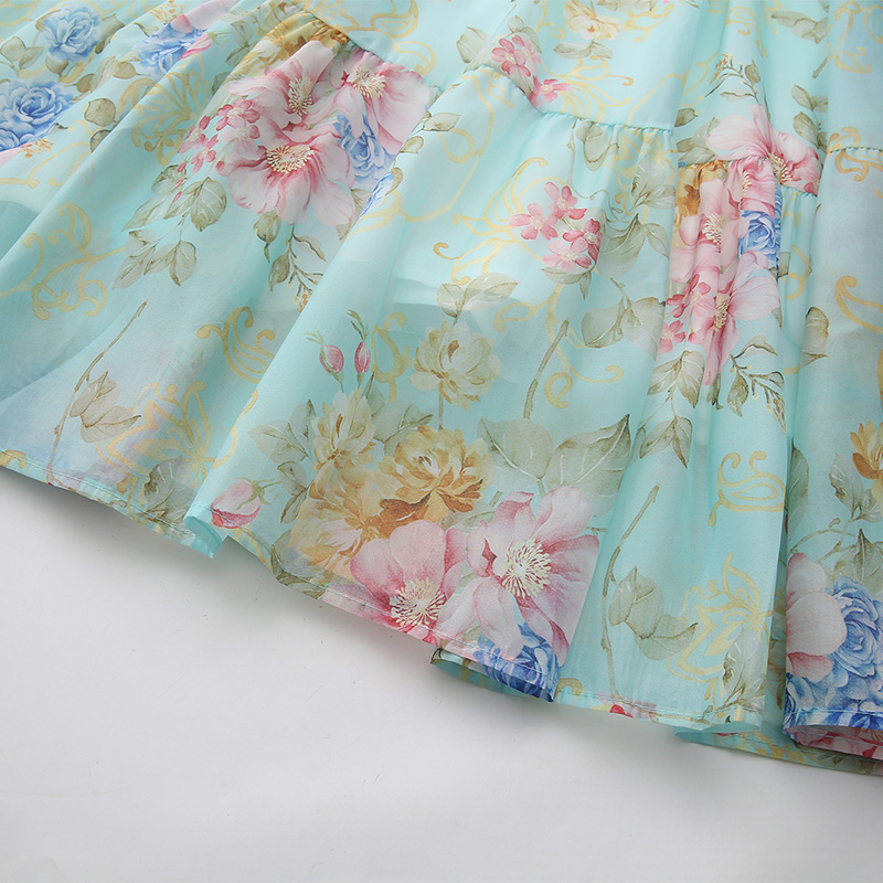 Vacation splice long spring and summer flowers dress