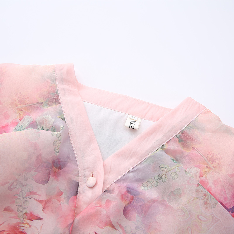 Mixed colors multilayer splice long printing dress