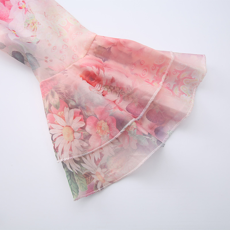 Mixed colors multilayer splice long printing dress