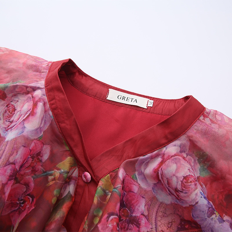 Long splice mixed colors printing dress