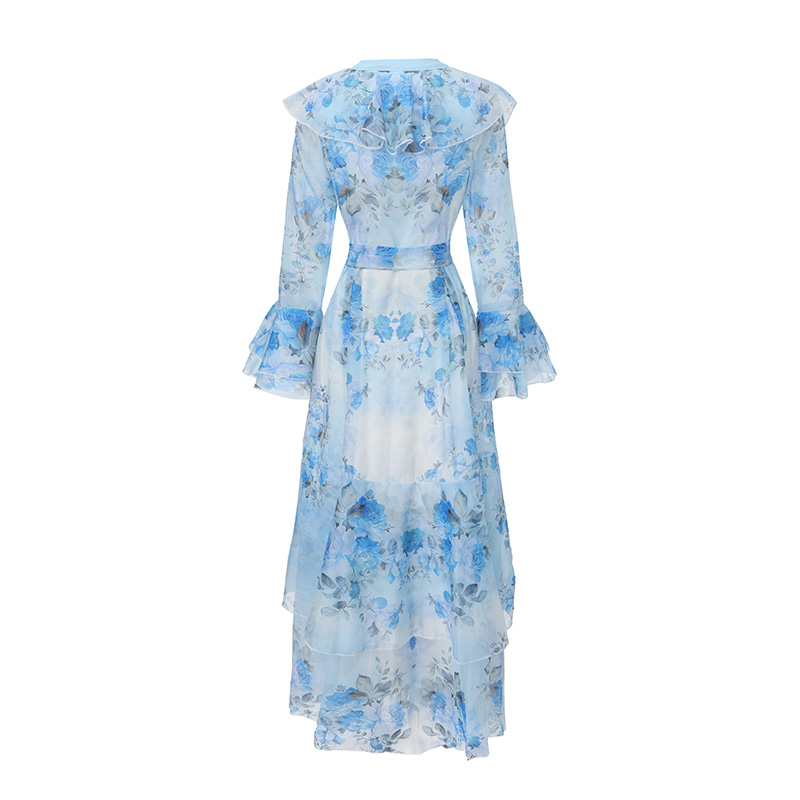 Spring and summer printing mixed colors long dress