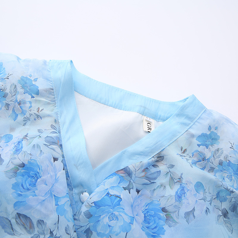 Spring and summer printing mixed colors long dress