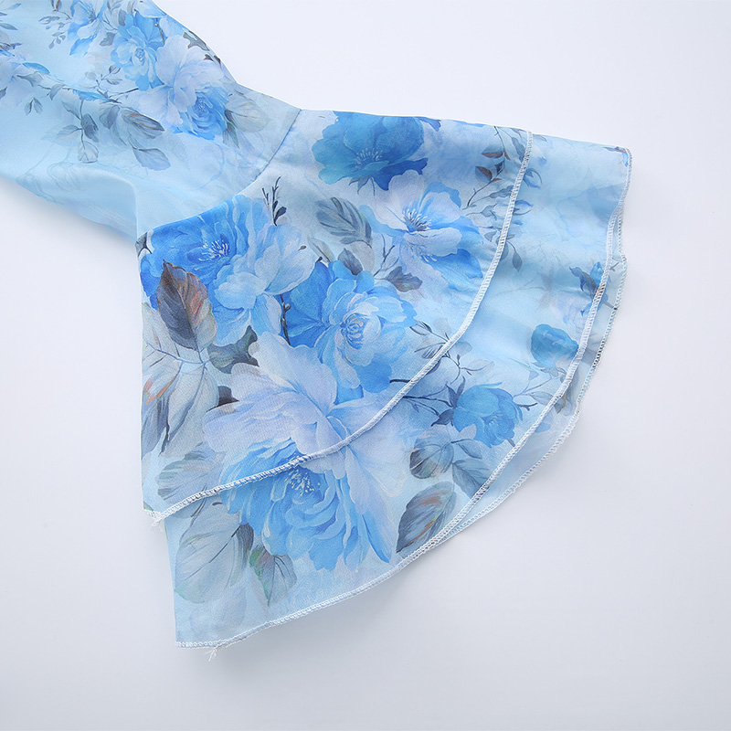 Spring and summer printing mixed colors long dress