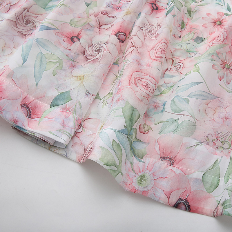 Puff sleeve lace long spring and summer painting dress