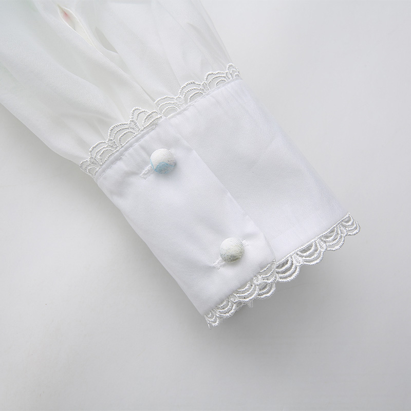 Spring and summer flowers puff sleeve painting lace dress