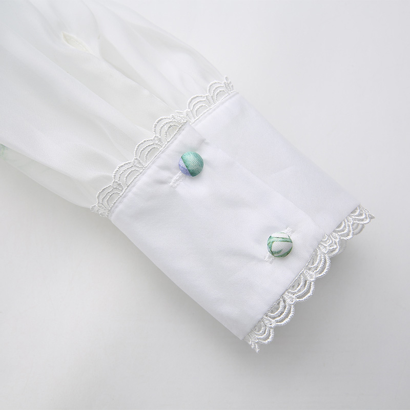 Painting lace spring and summer puff sleeve flowers dress