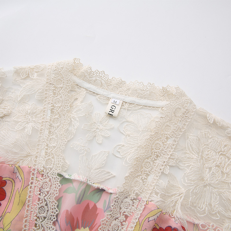 V-neck vacation spring and summer lace dress