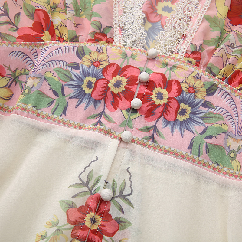 V-neck vacation spring and summer lace dress