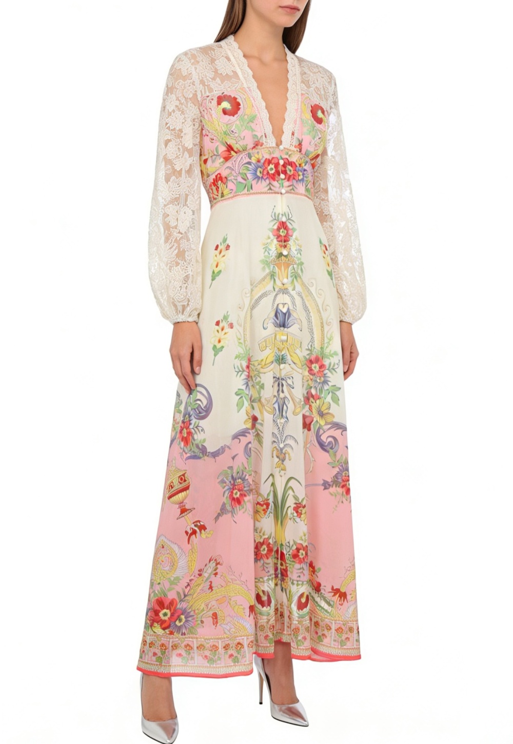 V-neck vacation spring and summer lace dress