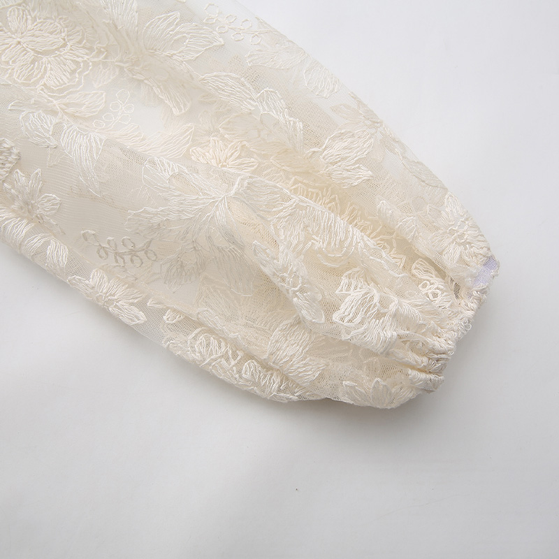 Splice vacation lace V-neck printing dress