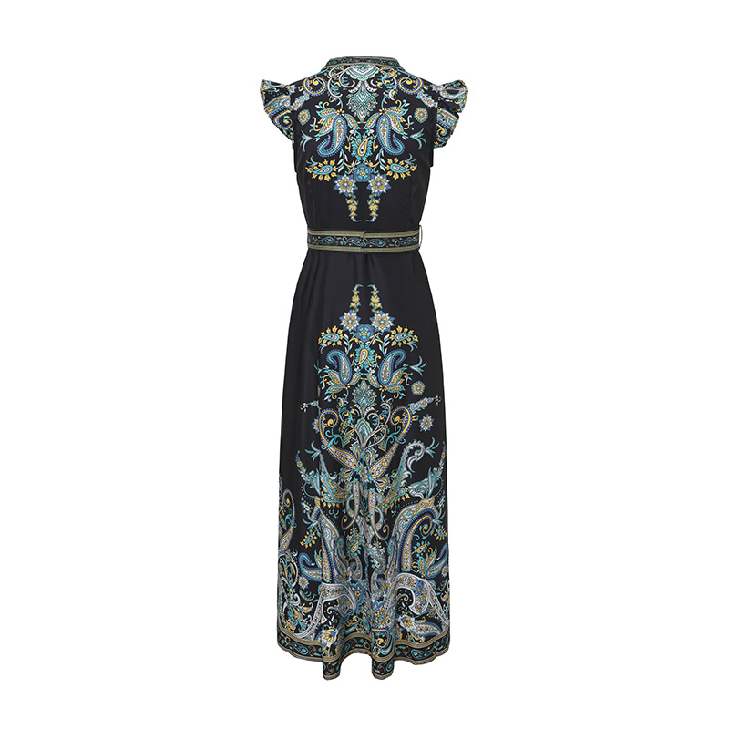 Boats sleeve temperament retro national style dress