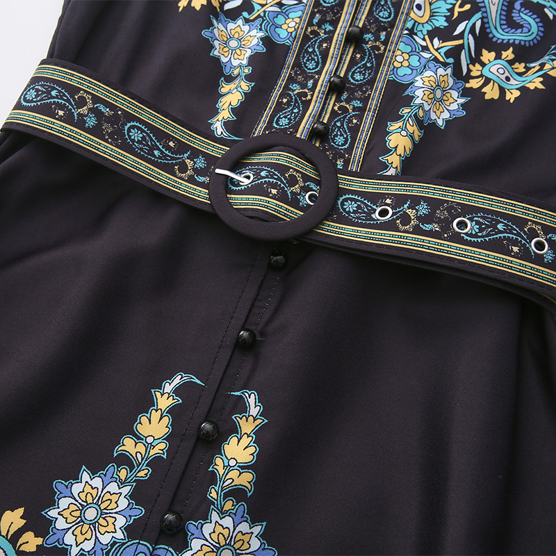 Boats sleeve temperament retro national style dress