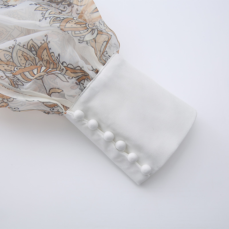 Long long sleeve national style dress spring printing corset