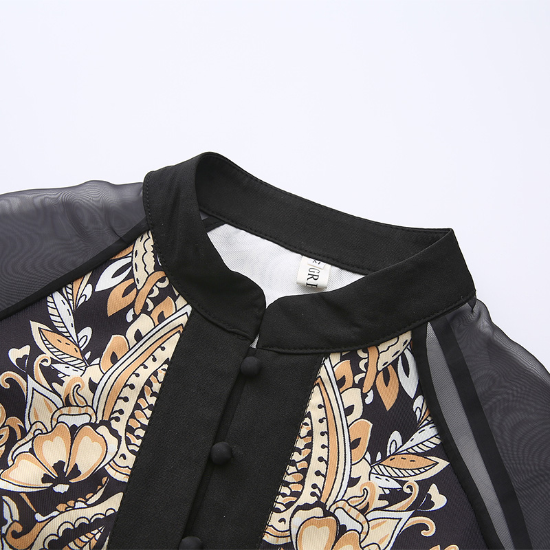 National style long corset spring printing dress