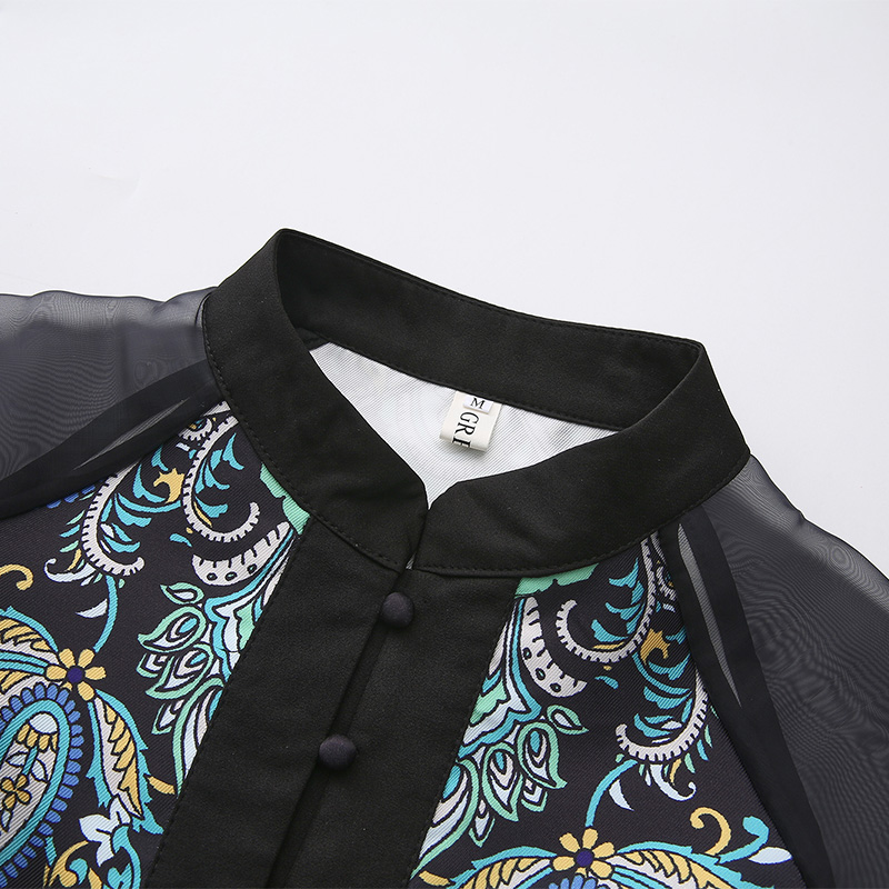 Printing national style corset spring long dress