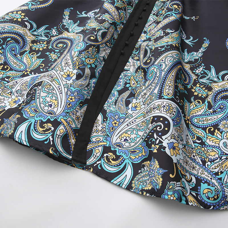 Printing national style corset spring long dress