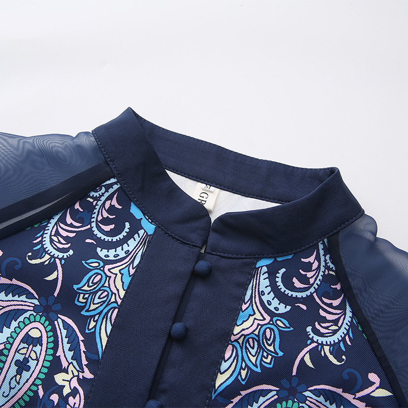 Long sleeve printing spring corset national style long dress