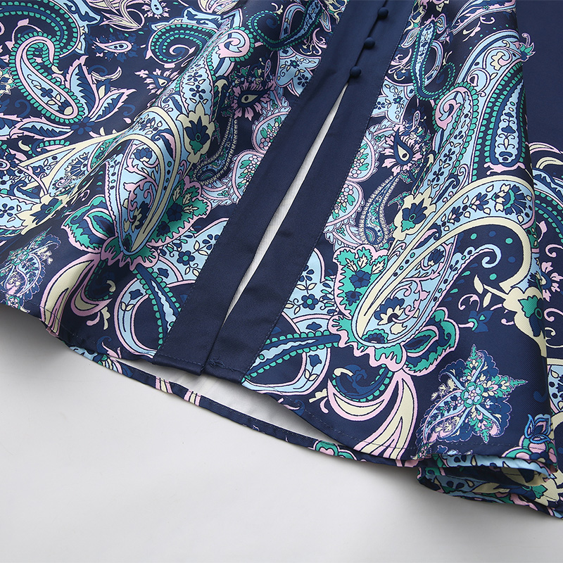 Long sleeve printing spring corset national style long dress