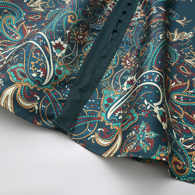 Long printing corset national style long sleeve dress