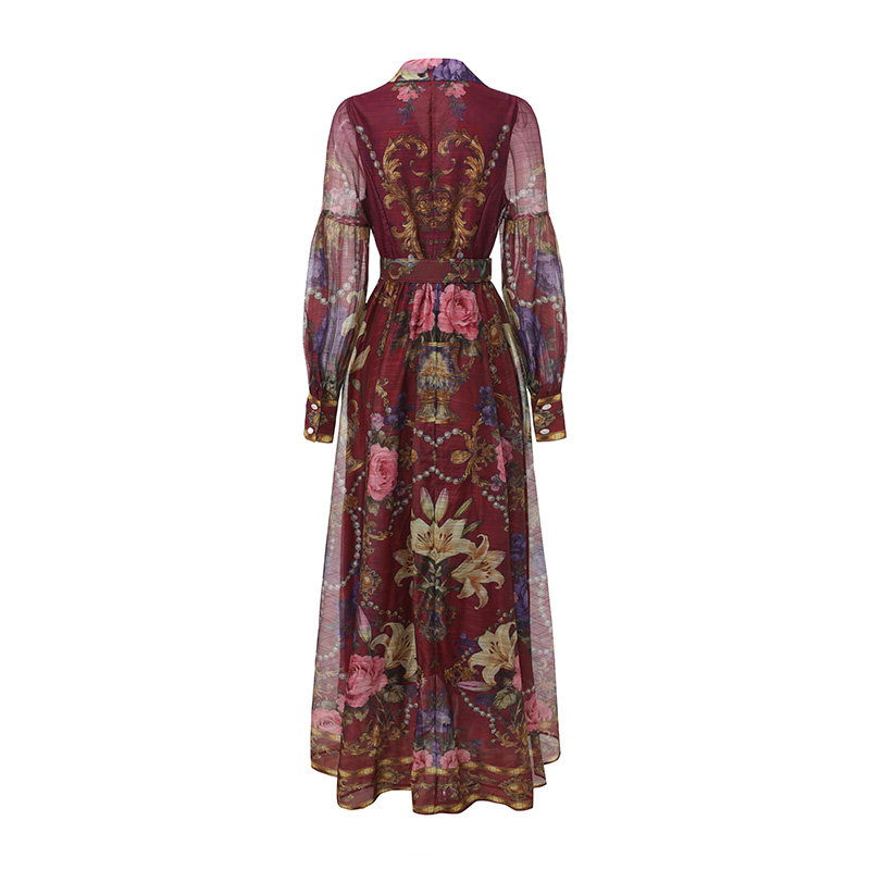 Retro flowers dress long spring and summer shirt